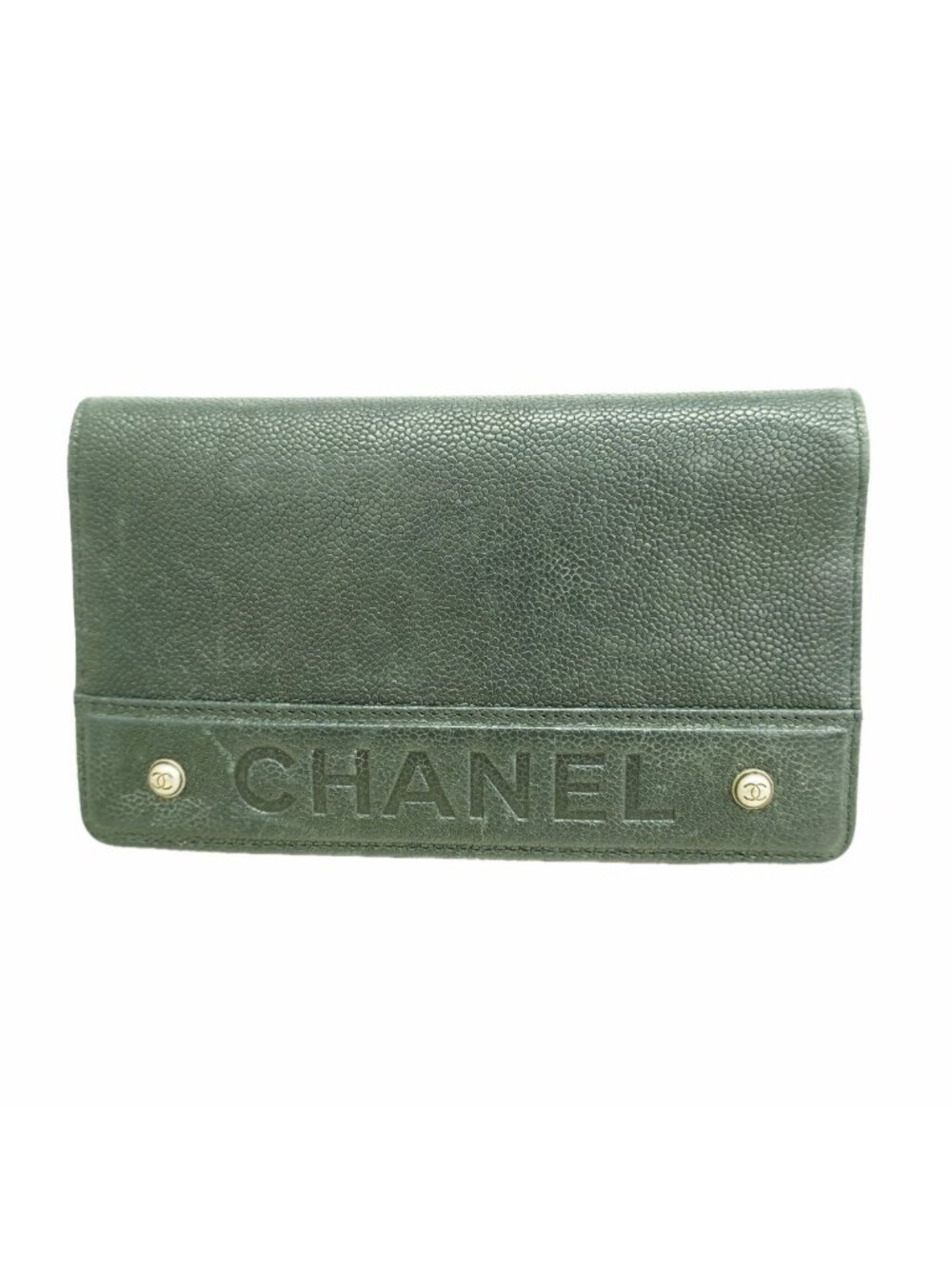 Chanel Wallet Caviar Leather Black Silver